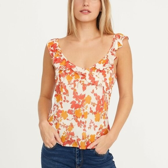 ANN TAYLOR x VINTAGE 90s flutter sleeveless silk floral top size 6 - Picture 1 of 6